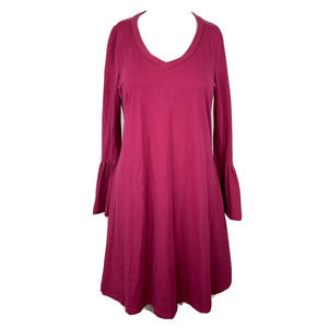 Kate Kasin Dress Womens Sz S Magenta Pink Bell Sleeve A Line T Shirt‎ Cotton